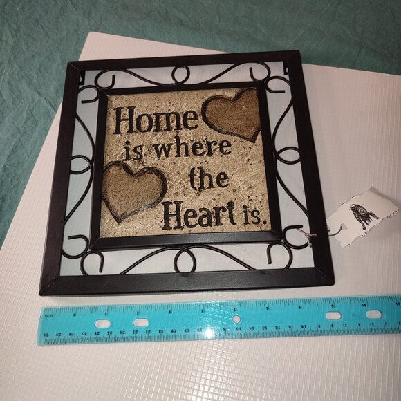 Home is where the heart is quote wall art metal ceramic mixed media cottagecore - Picture 4 of 10